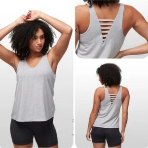 Toad&Co Swifty Strap Back Tank in Grey Stripe, XL (B9)